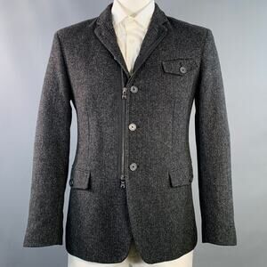 JOHN VARVATOS STAR USA Size 42 Grey Charcoal Herringbone Wool Blend Sport Coat